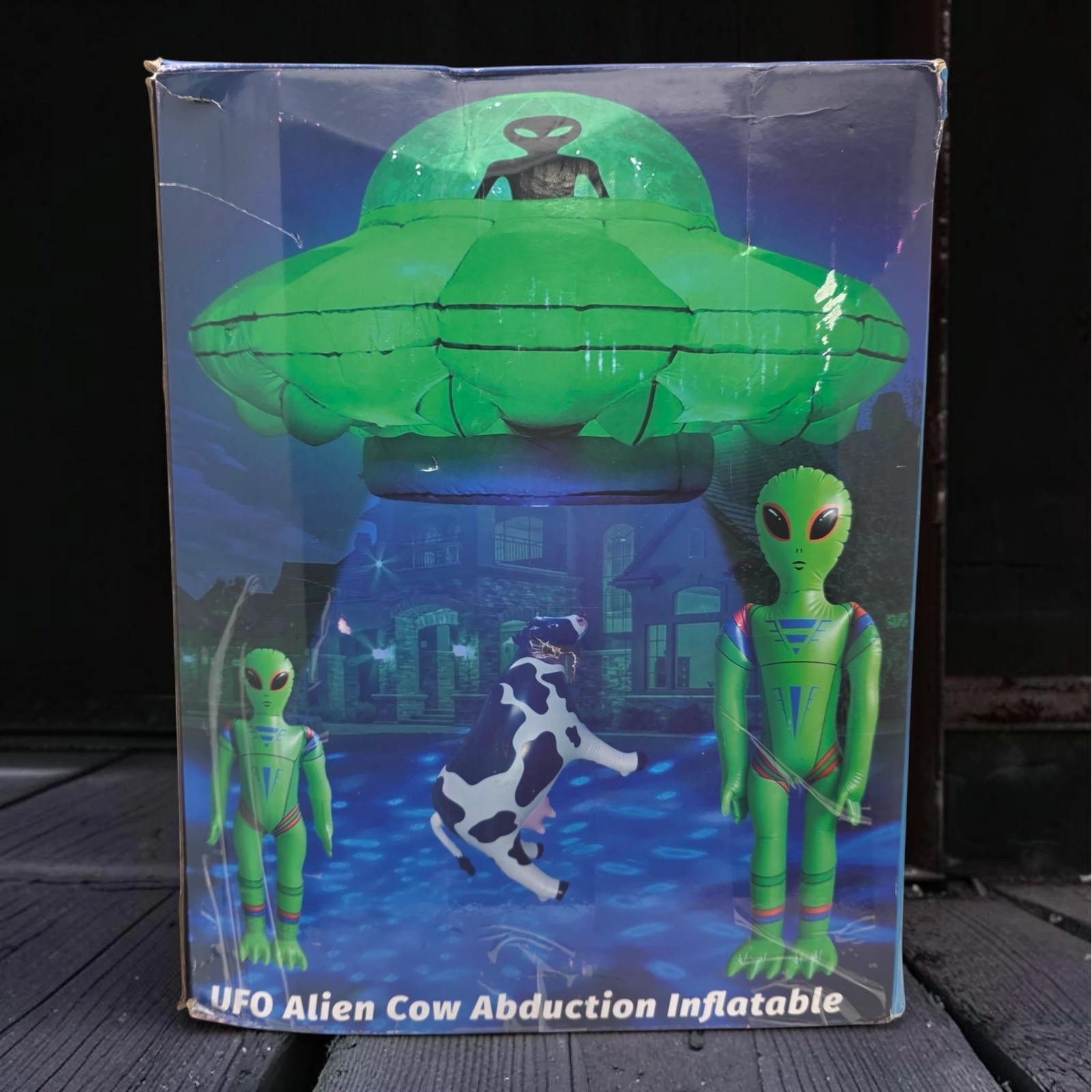 UFO Alien Cow Abduction Inflatable Halloween Yard Decor 4.2ft LED Sci-Fi Party gallery