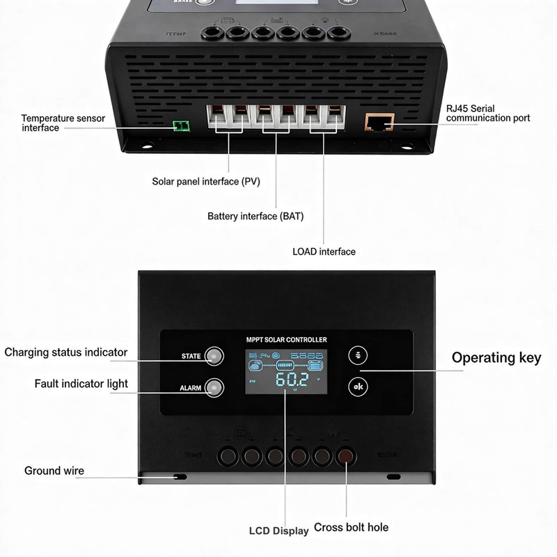 MPPT Solar Charge Controller 60A Battery Regulator 12/24/36/48V PV200V+Bluetooth gallery
