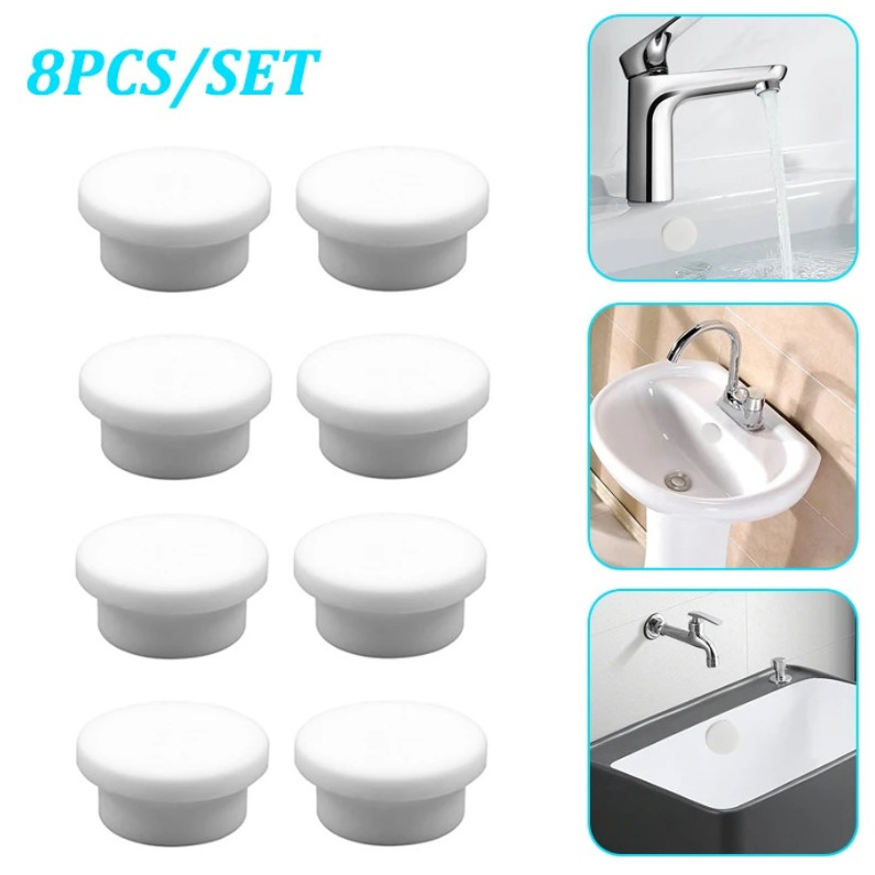 8pcs Bathroom Rubber Sink Overflow Rings Drain Seal Stopper Plug Set - NEW gallery