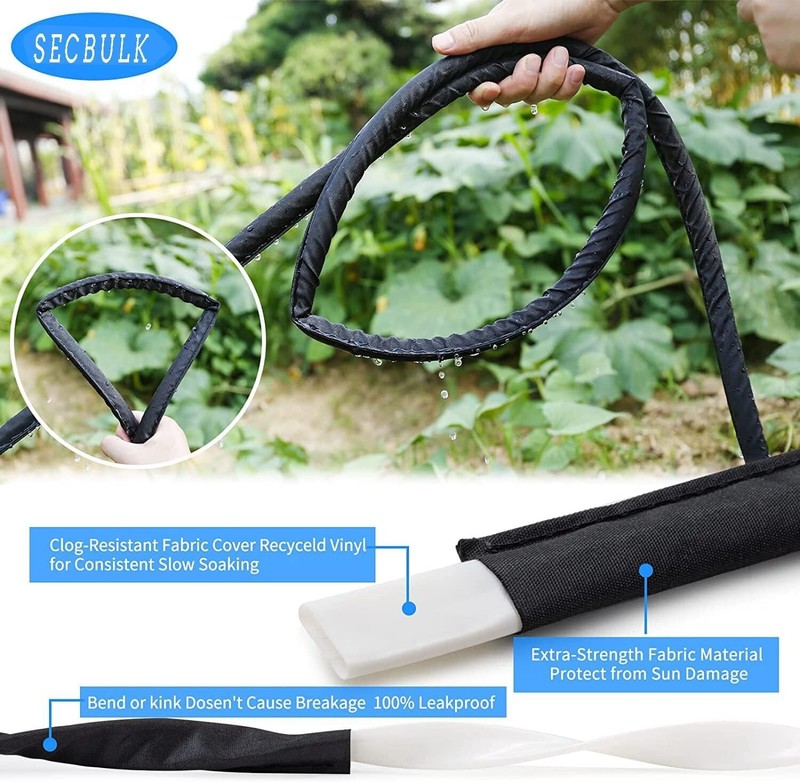 Flat Soaker Hose 150 ft for Garden, 150' (75ft x 2) Linkable Drip Hose gallery