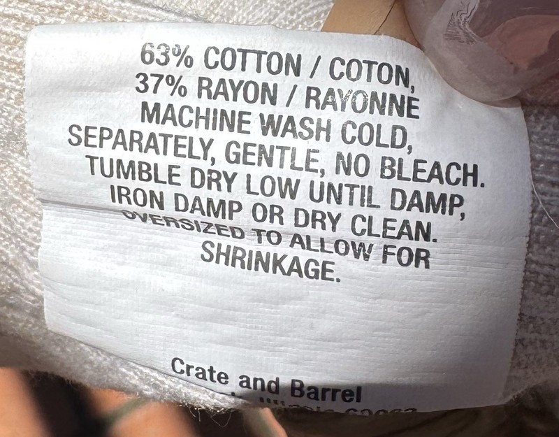 Crate & Barrel Rectangle 60x144 Linden Ecru beige cotton blend Tablecloth EUC gallery