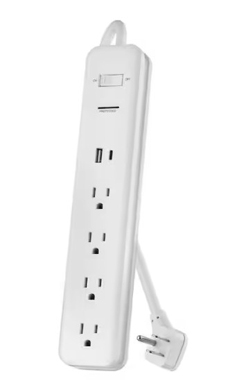 Commercial Electric 6 ft. 4-Outlet Surge Protector with 1 USB-A 1 USB-C Ports gallery