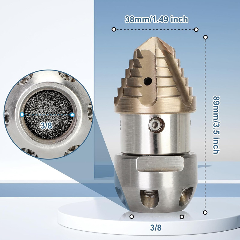 Anrain 3/8 Sewer Jetter Nozzle for 70 L/Min Pressure Washer, 360 Degree 3/8 NPT gallery
