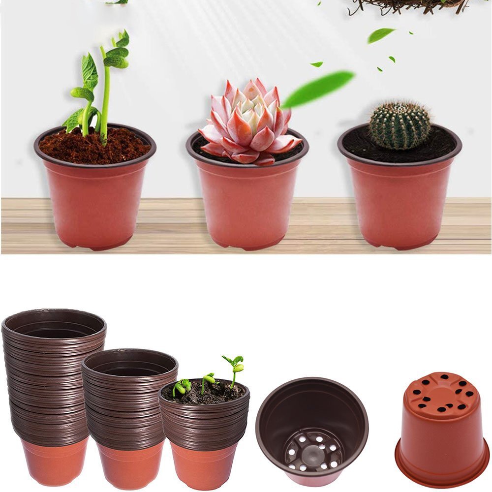 Plastic Plant Flower Pots Nursery Seedlings Pot Plant Container 100Pcs gallery