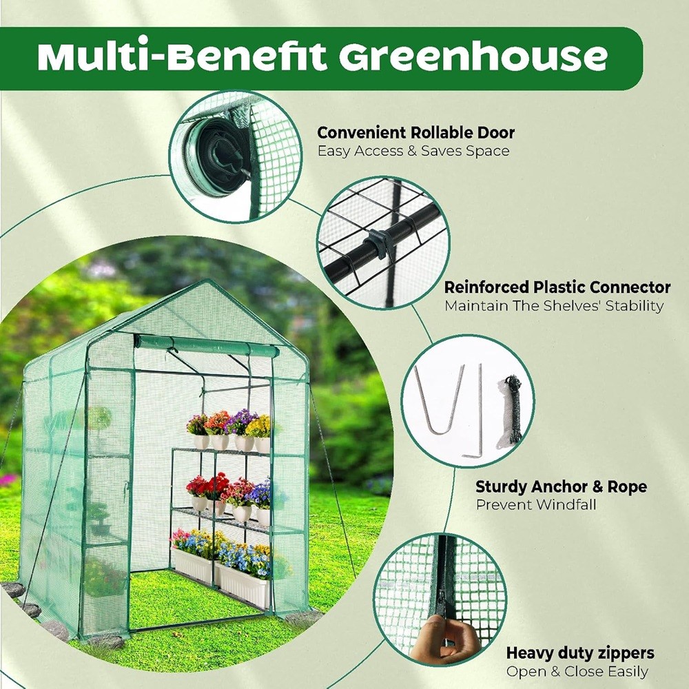Mini WalkIn Greenhouse with Durable Cover and Sturdy Frame 77in x 56in x 56in gallery