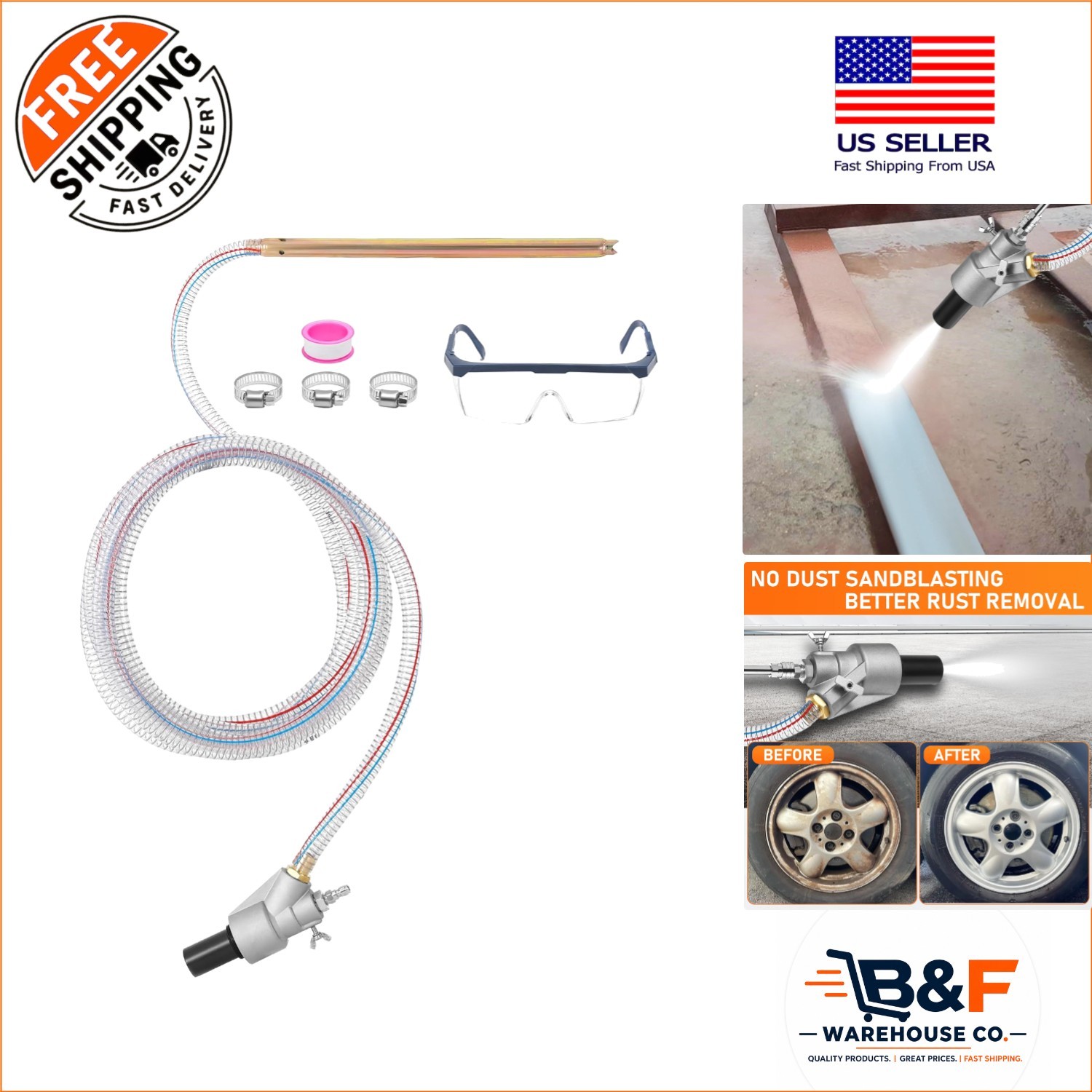 Professional Dustless Sand Blasting Kit for Graffiti & Rust Removal - 5000 PSI gallery