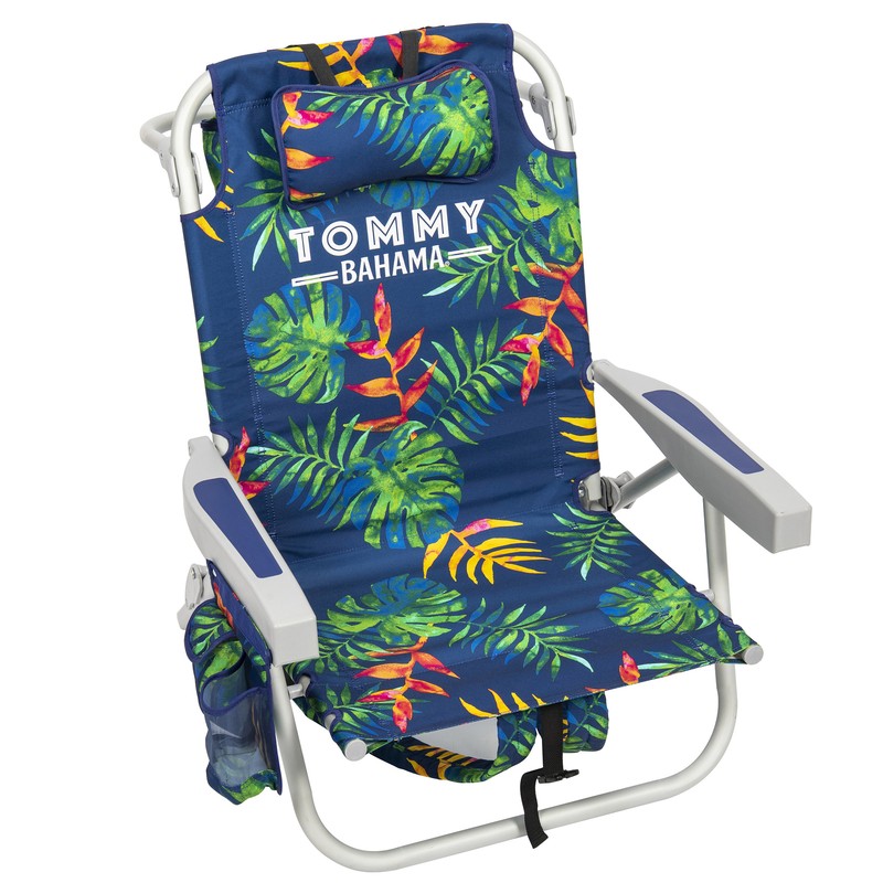 2-Pack Tommy Bahama Beach Chair Lay Flat Reclining, Backpack Straps, Storage NEW gallery
