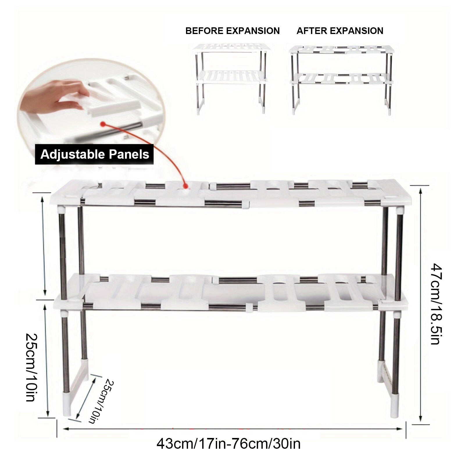 Expandable Cabinet Shelf Organizer Rack, Stackable Kitchen Under Sink Storage gallery