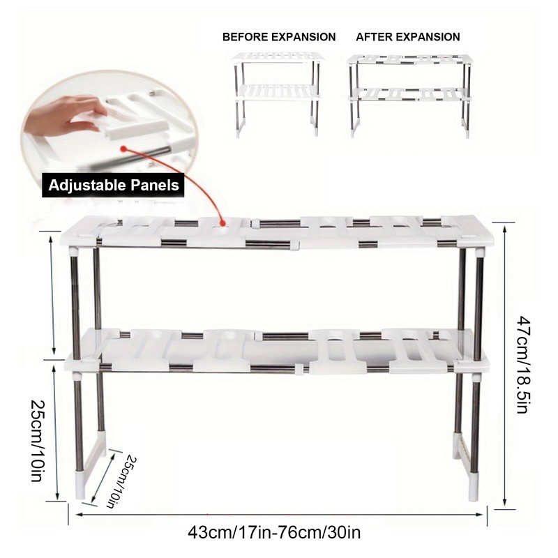 Expandable Cabinet Shelf Organizer Rack, Stackable Kitchen Under Sink Storage gallery