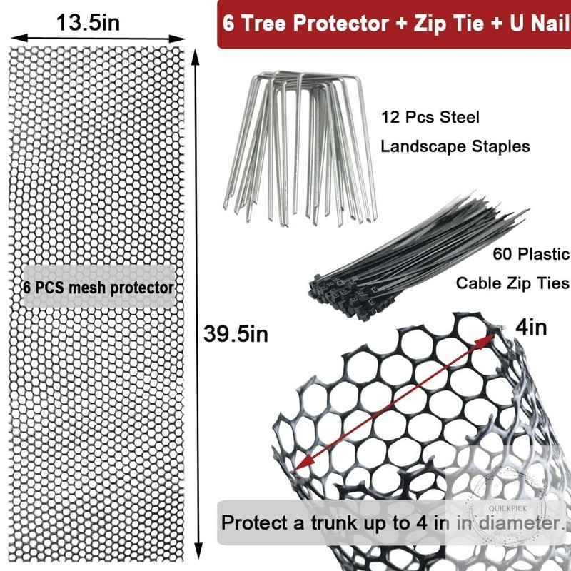 Mesh Tree Trunk Protectors, 6 Pack 40 Inches Tree Bark Protector Guard with Zip gallery