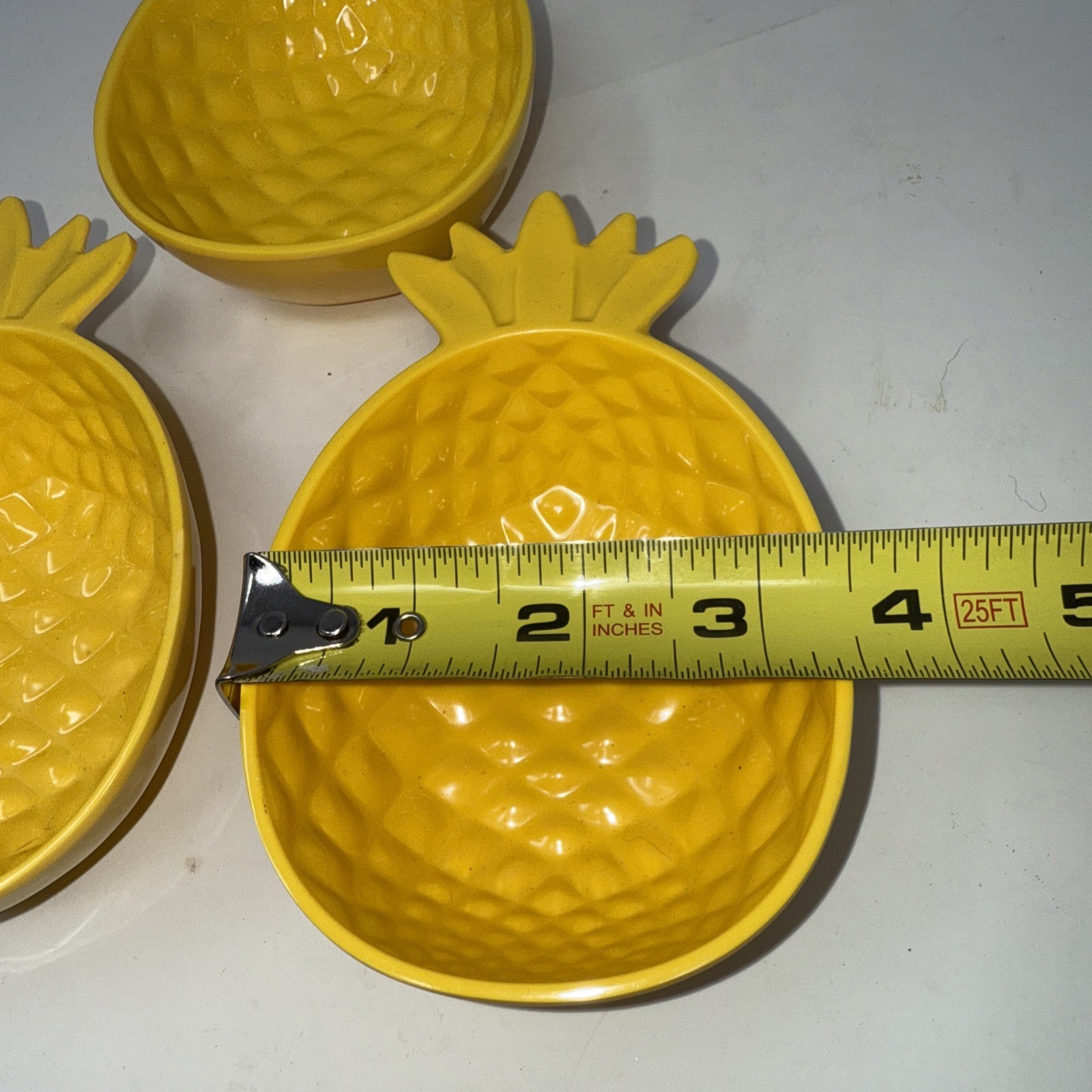 3 Southern Living Yellow Plastic Pineapple Shaped Bowls Tropical Luau Party gallery