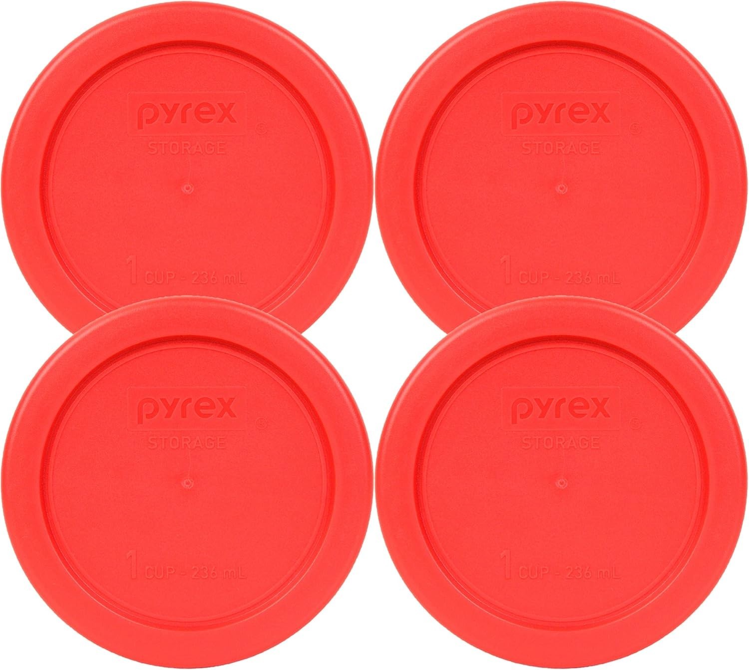 Pyrex Replacement Lid for 1 Cup 236 ml Red Storage Cover 4" 7202-PC 4 Pack NEW! gallery
