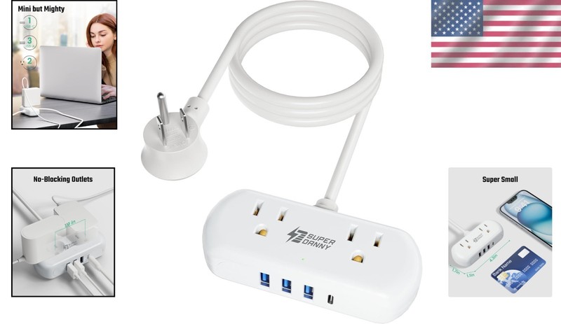 Smart USB Charging Hub: 2 AC Outlets & 4 Ports for Home & Office, Compact Design gallery