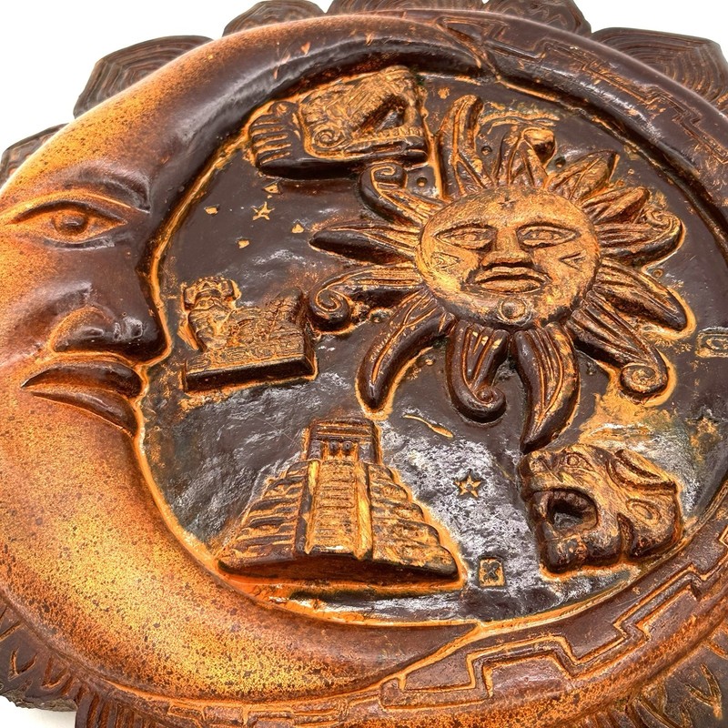 Sun And Moon Celestial Ceramic Wall Decor Hanging Plaque Heavy Thick 12 InchRead gallery
