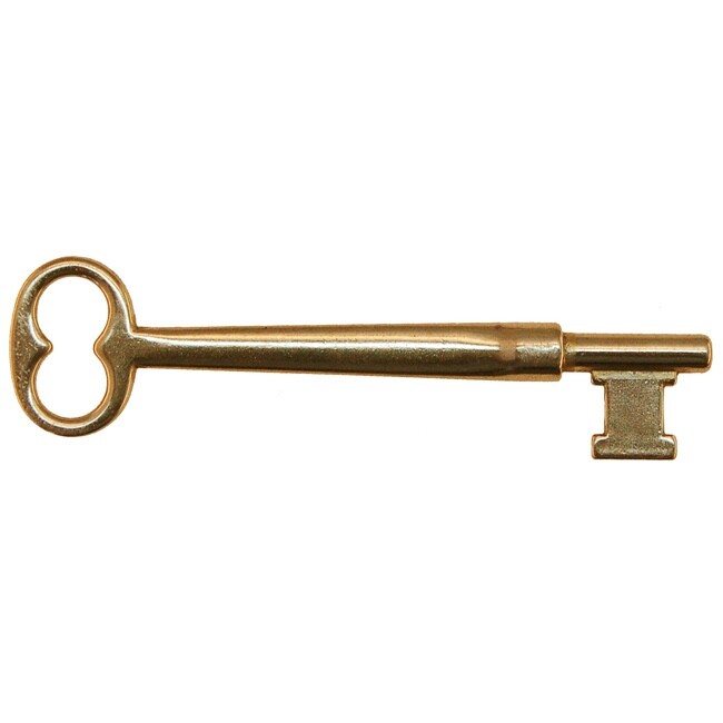 Universal Skeleton Furniture Cabinet Key In Polished Brass Plated Steel 3-1/8" gallery