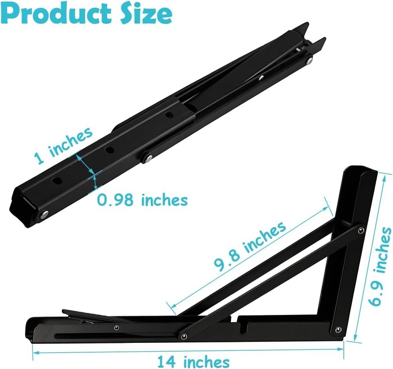 CLT 14" Black Folding Shelf Brackets Max. Load 440 lb, Heavy Duty DIY Wall Mo... gallery