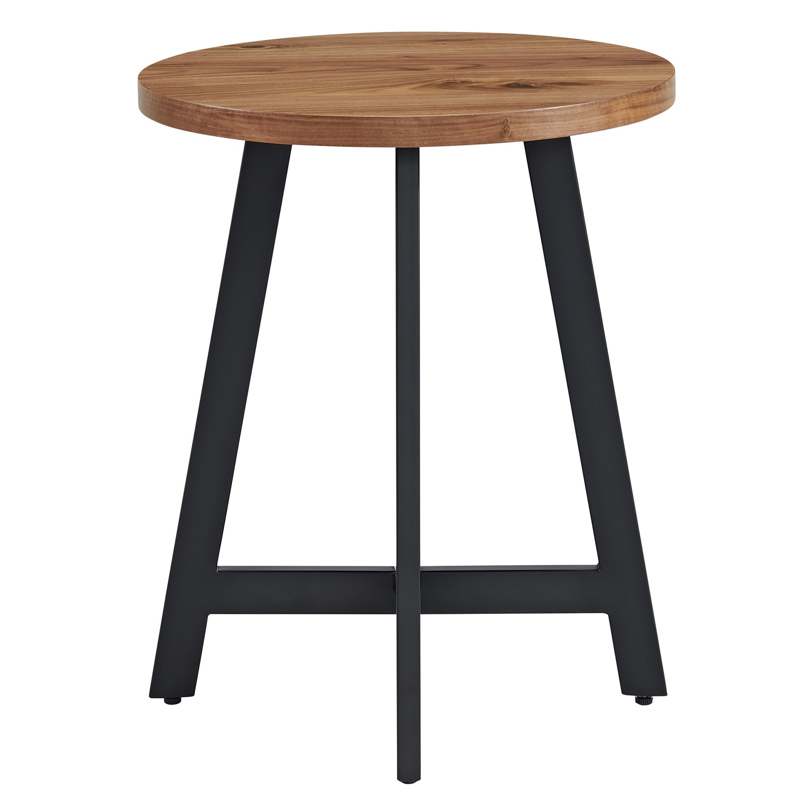 22" Side End Table Industrial Side Table MDF Top Metal Frame Round Table, Walnut gallery