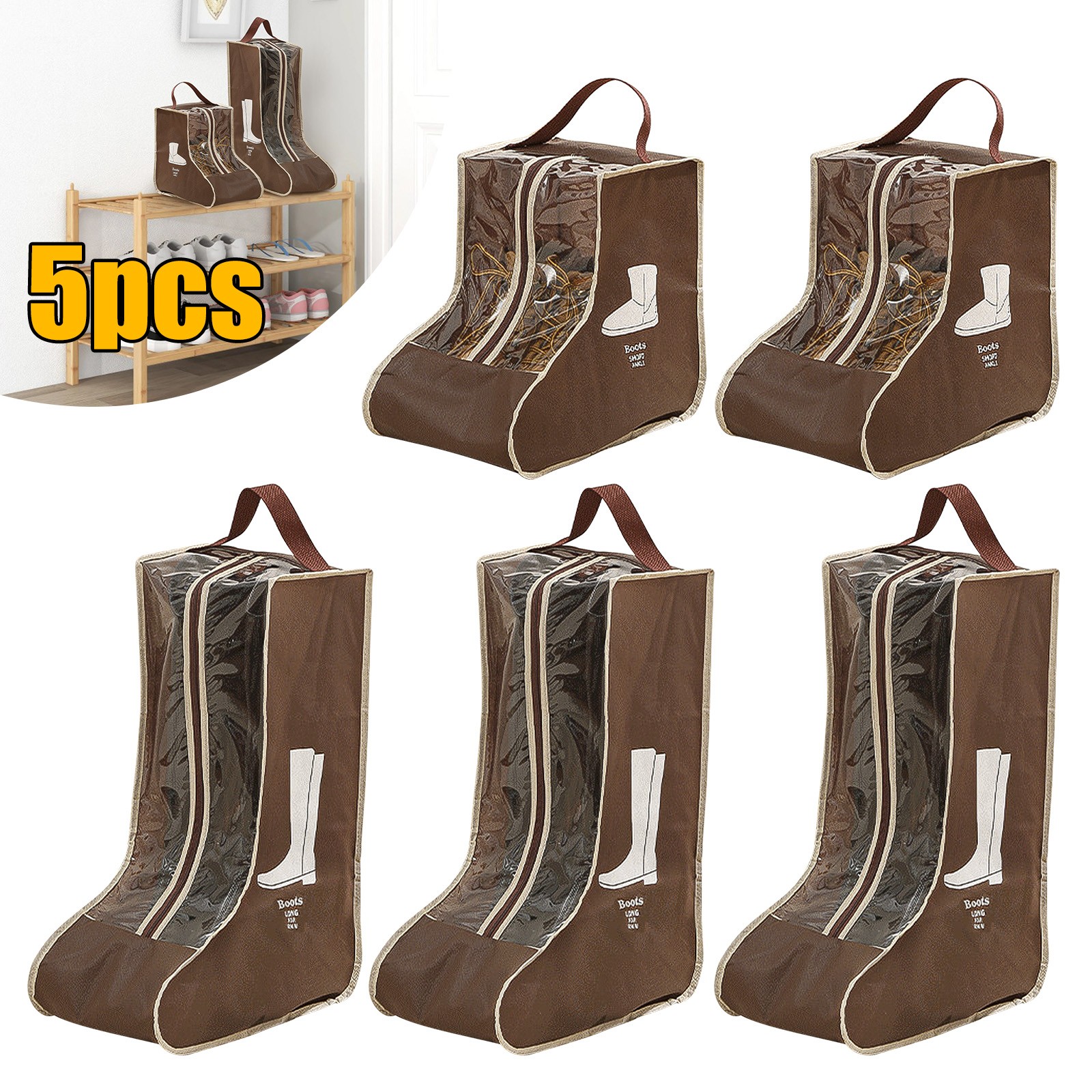 5x Boot Storage Bags Dustproof Waterproof Shoe Organizer Case for 3 Tall 2 Short gallery