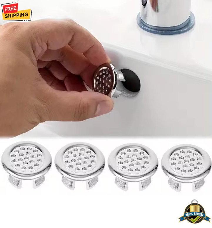 4PCS Sink Overflow Covers – Round Basin Drain Hole Insert Replacement Set