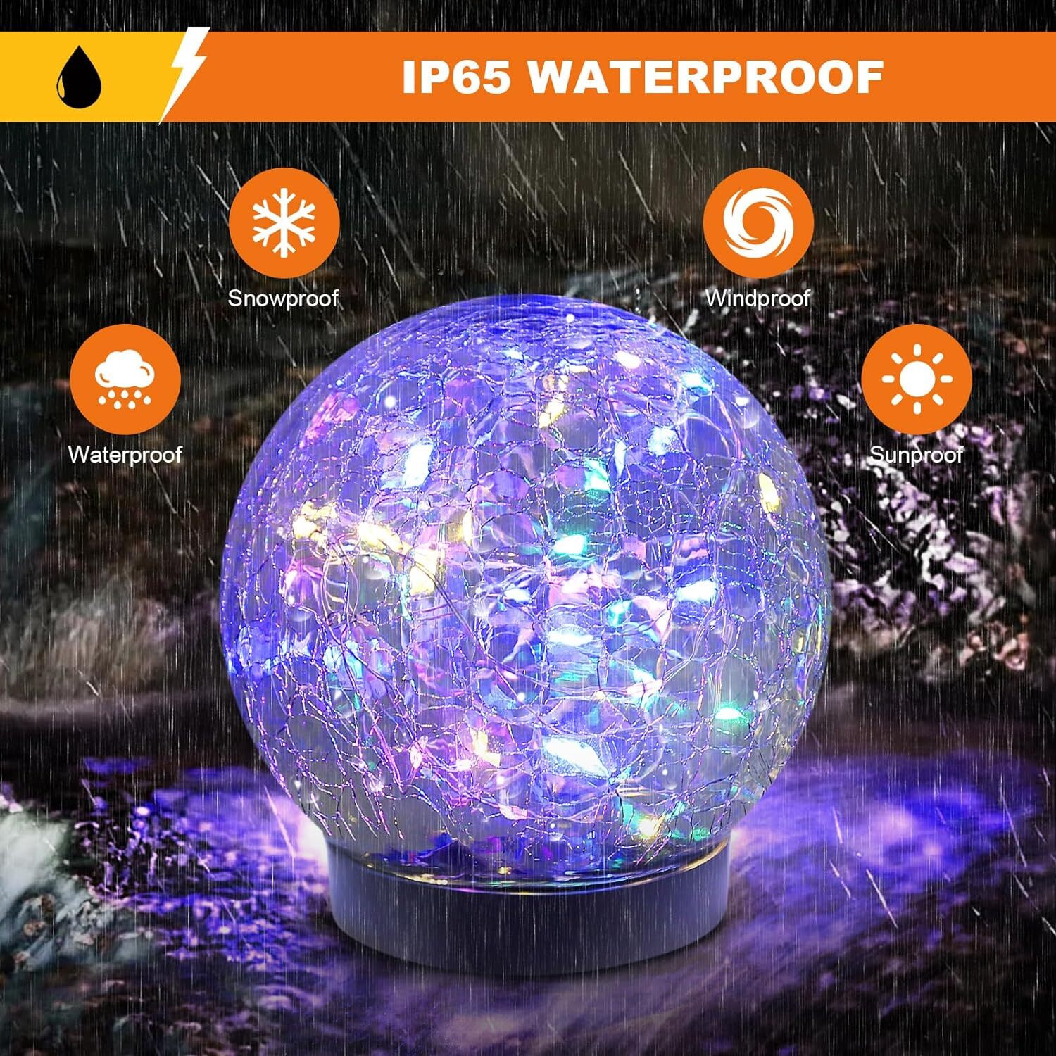 2Pack Solar Globe Lights Outdoor Waterproof-Solar Balls-Solar Garden Lights-Orbs gallery
