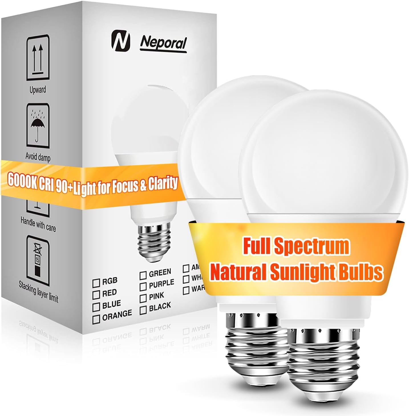 Full Spectrum Light Bulb, 6000K Natural Sunlight Bulbs, 9W 60W Equivalent LED Li gallery