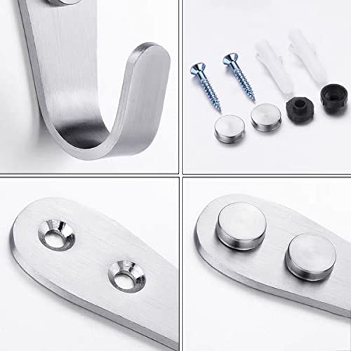 Coat Hooks Wall Mounted, 6 Pack Single Door Hooks Heavy Duty Brushed Silver gallery
