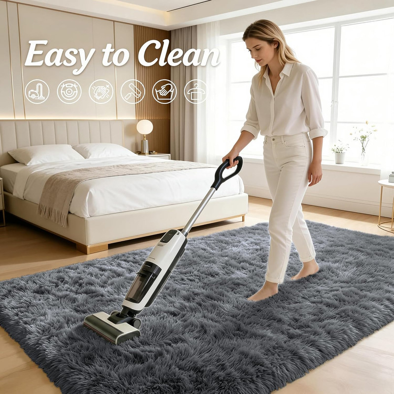 2X3 Machine Washable Small Bedside Rug, Soft Fluffy Shaggy Entryway gallery