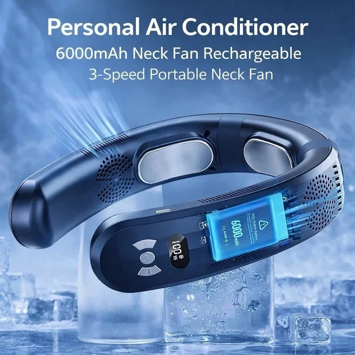 Personal Air Conditioner 6000mAh Neck Fan Rechargeable 3-Speed Portable Neck Fan gallery