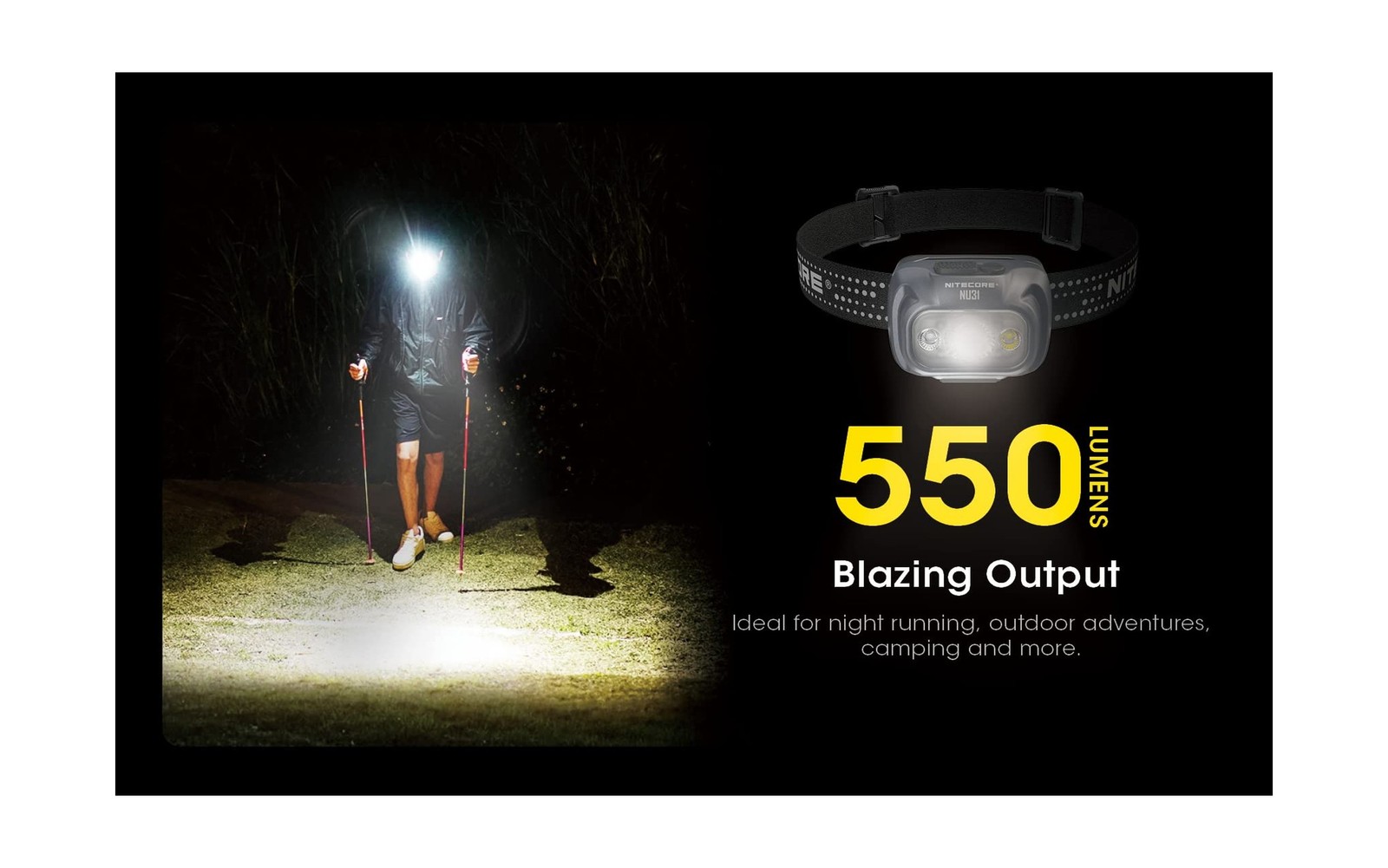 Nitecore NU31 Headlamp, Orange, 550 Lumen LED USB Rechargeable ... USA FAST SHIP gallery