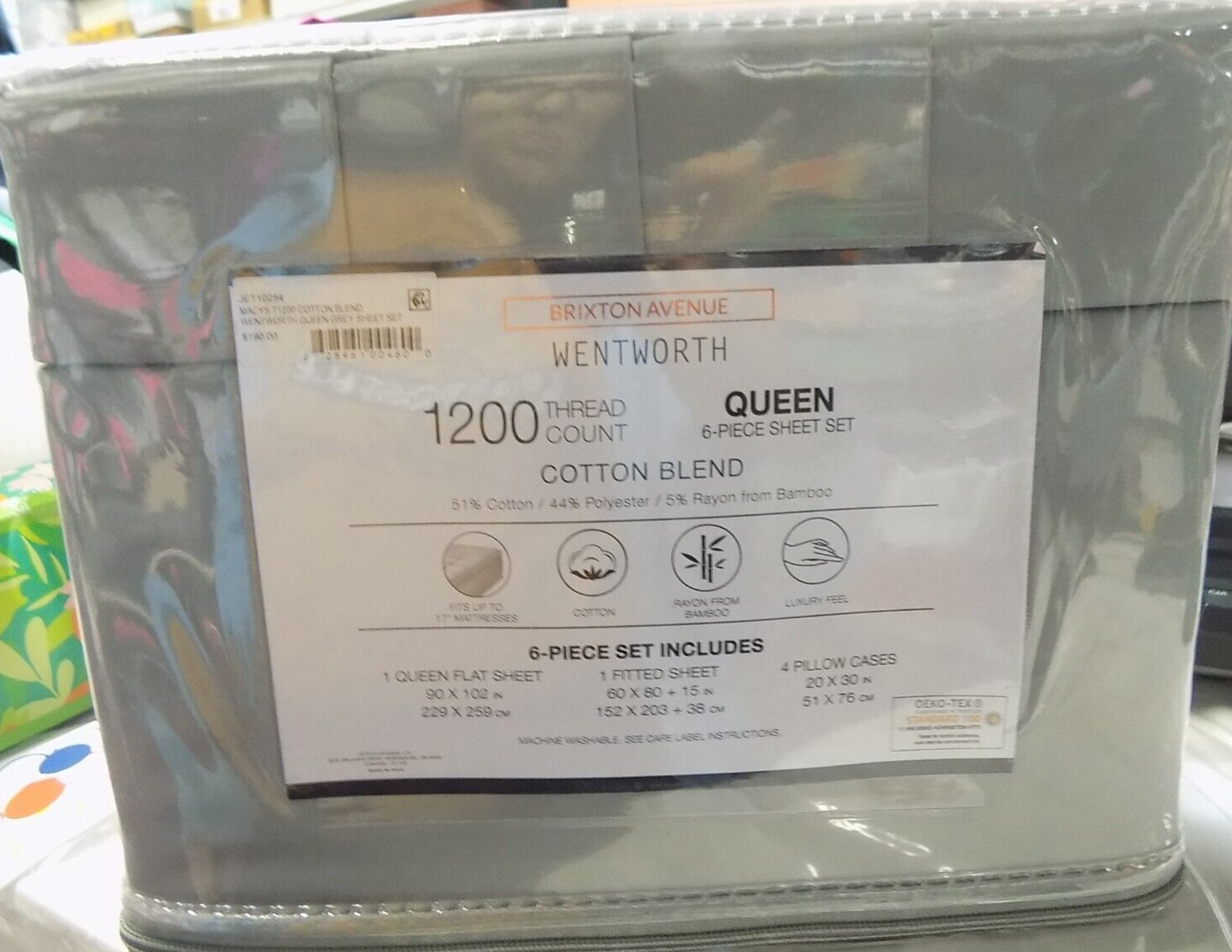 Brixton Ave 1200 Thread Count Triblend King 6Pc Sheet Set color grey size queen gallery