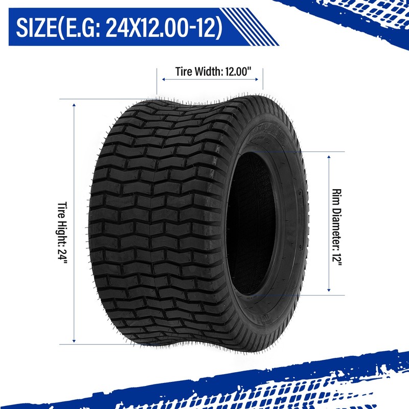 Two 24x12.00-12 Turf Master Lawn Mower Tires 6 Ply 24x12-12 Tubeless 2205Lbs gallery
