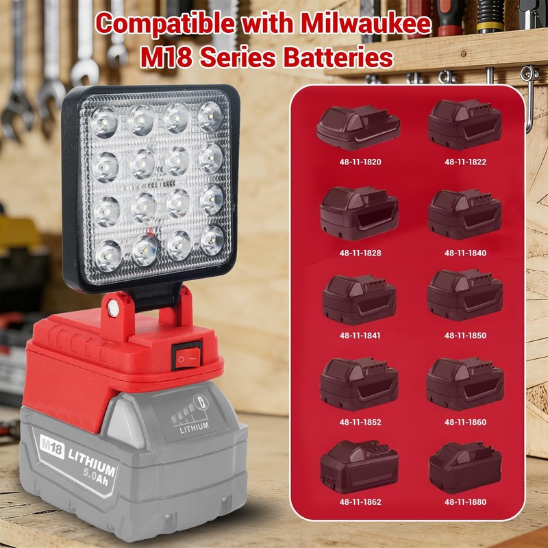 Cordless LED Work Light Compatible with Milwaukee M18 Battery, 5400 Lumens LE... gallery