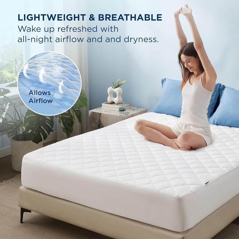 Quilted Waterproof Mattress Protector Cover Pad Cooling Breathable Fitted Topper gallery