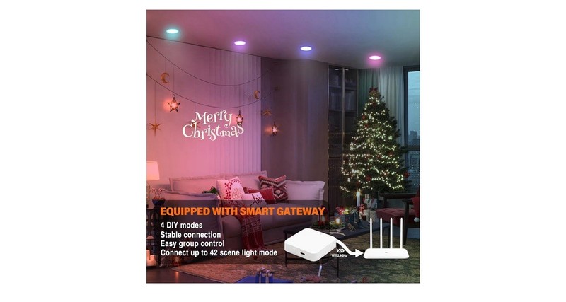 12Pack Smart RGB Recessed Light 6Inch,Ultra-Thin Canless LED Downlight,2.4GHz... gallery