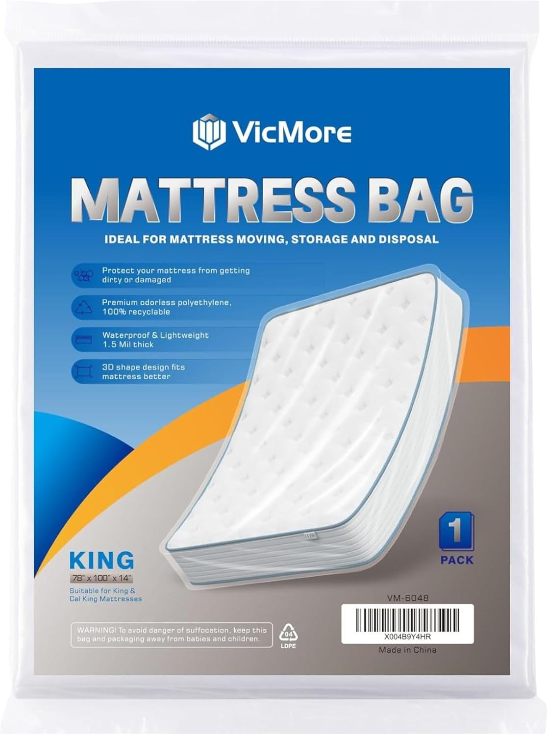 King Size Mattress Protector - 1.5Mil Plastic Mattress Protector for Moving, Sto gallery