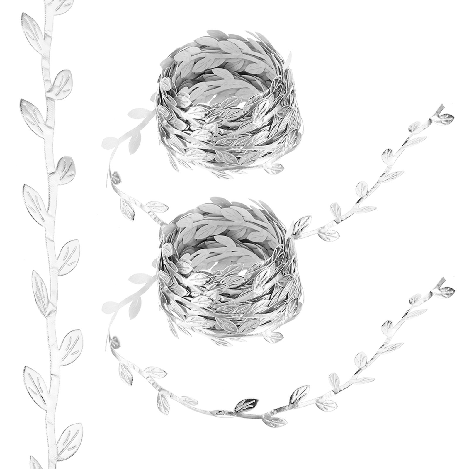 22 Yards Silver Leaf Ribbon Leaves Trim Rope Artificial Style 8 gallery