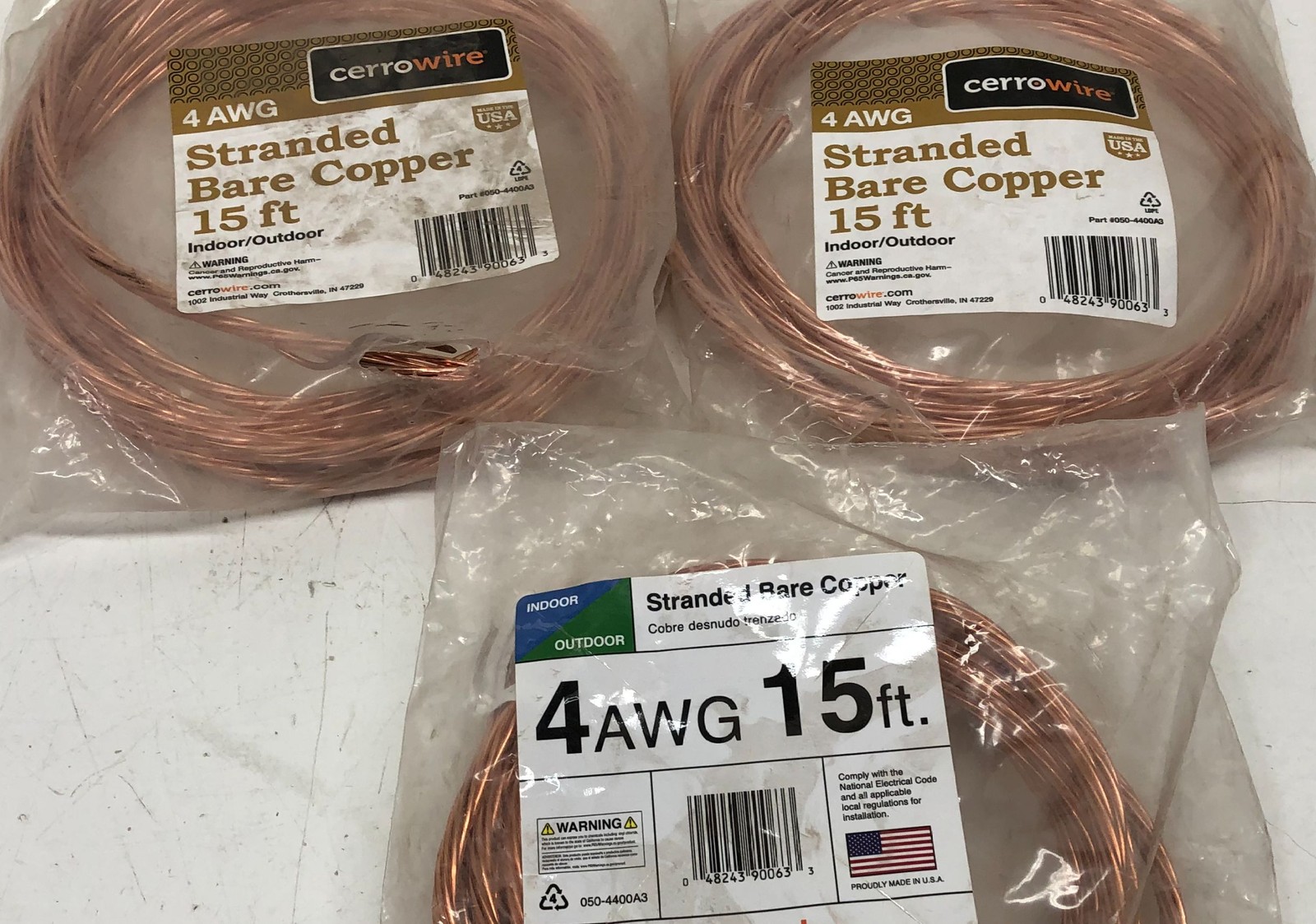3 PACK Cerrowire 15ft 4 Gauge Stranded Bare Copper Grounding Wire Indoor/Outdoor gallery