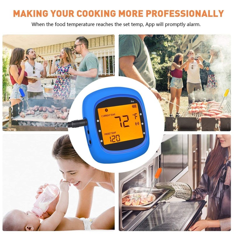 Wireless Bluetooth Meat Thermometer with 6 Temperature Probes for Grilling Blue gallery