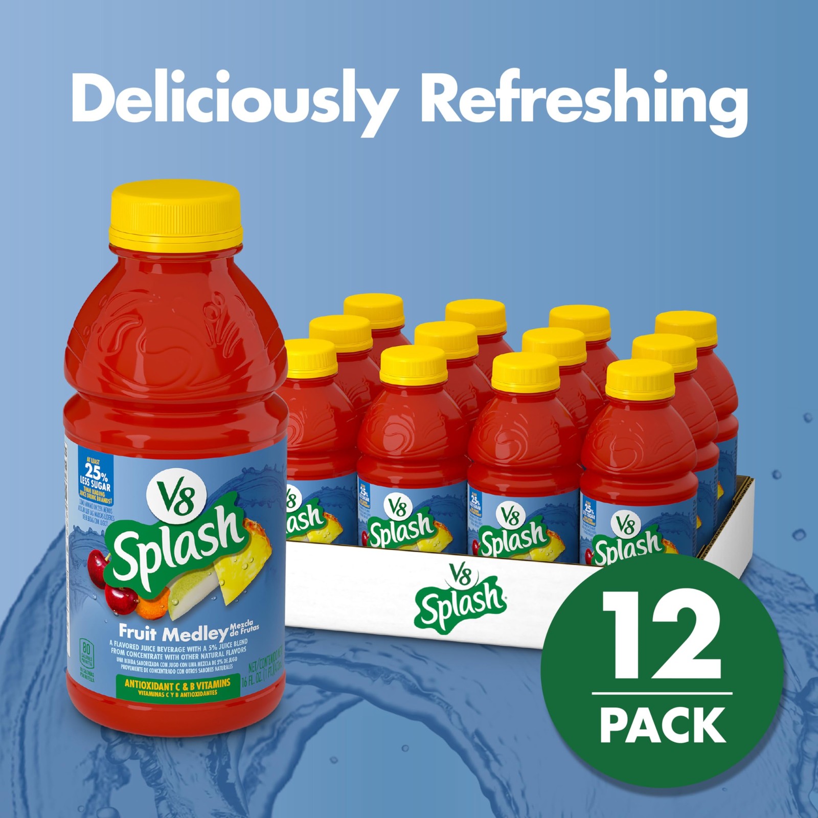 V8 Splash Fruit Medley Flavored Juice Beverage 16 FL OZ Bottle Pack of 12 gallery