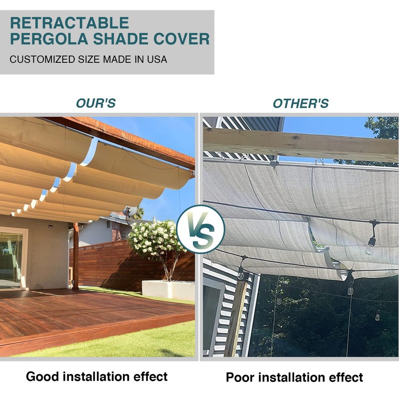 ECOOPTS Gray Waterproof Retractable Pergola Replacement Shade Cover Wave Sail gallery