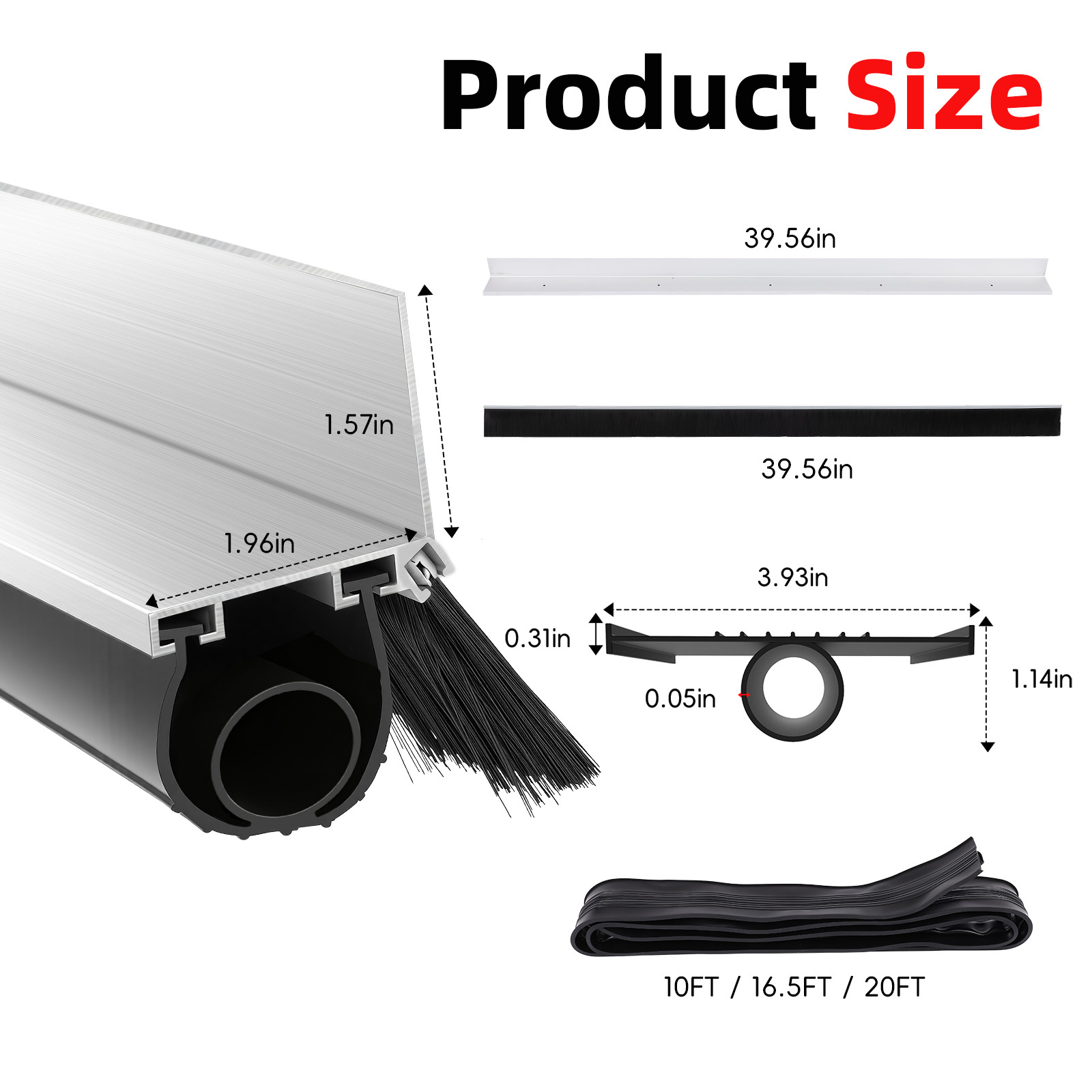 20FT Universal Garage Door Seals Kit，Heavy Duty EPDM U+O Bottom Rubber gallery