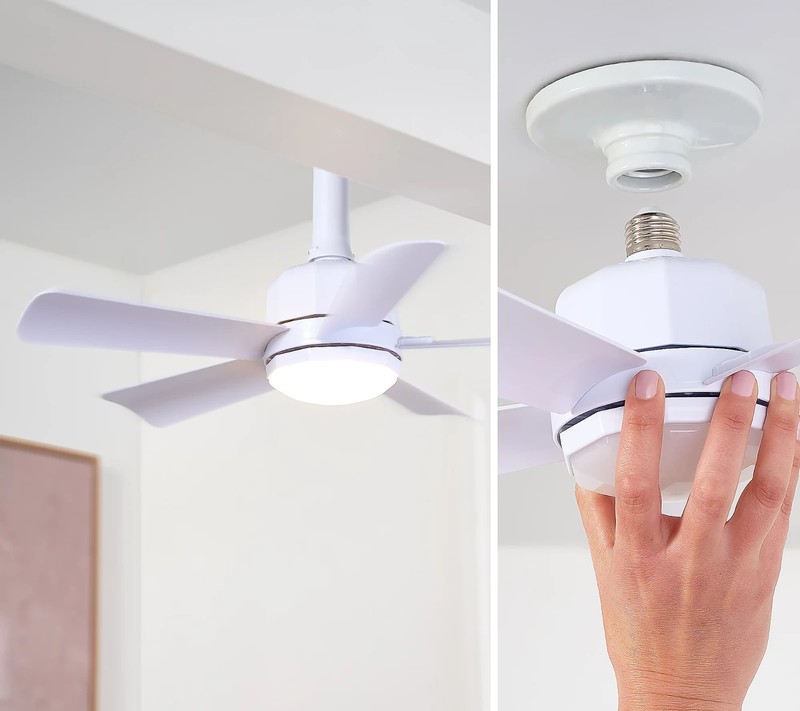 Cascade Pro 2-in-1 Socket 19" Ceiling Fan & LED Light+Remote - White,Black,Brown gallery