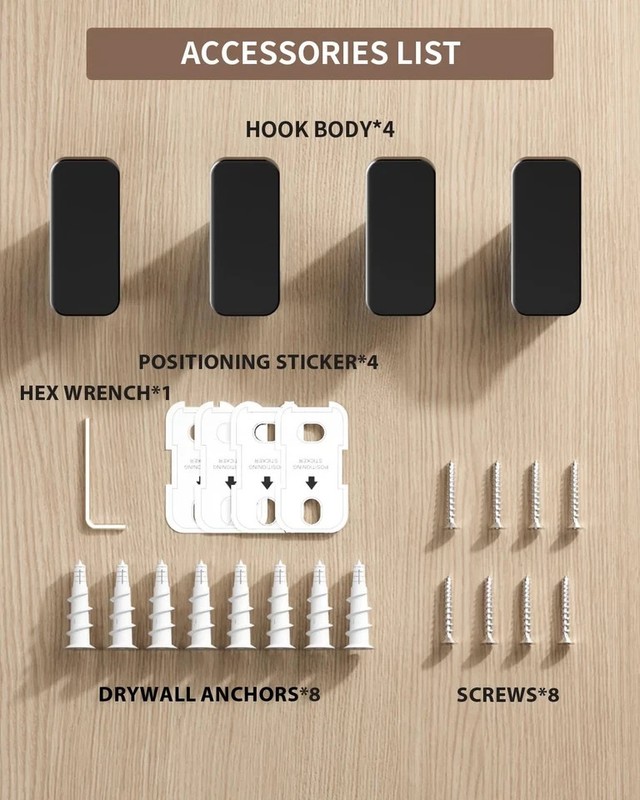 4-Pack Matte Black Towel Hook for Bathroom, Robe Coat Hook, Heavy Duty Wall H... gallery