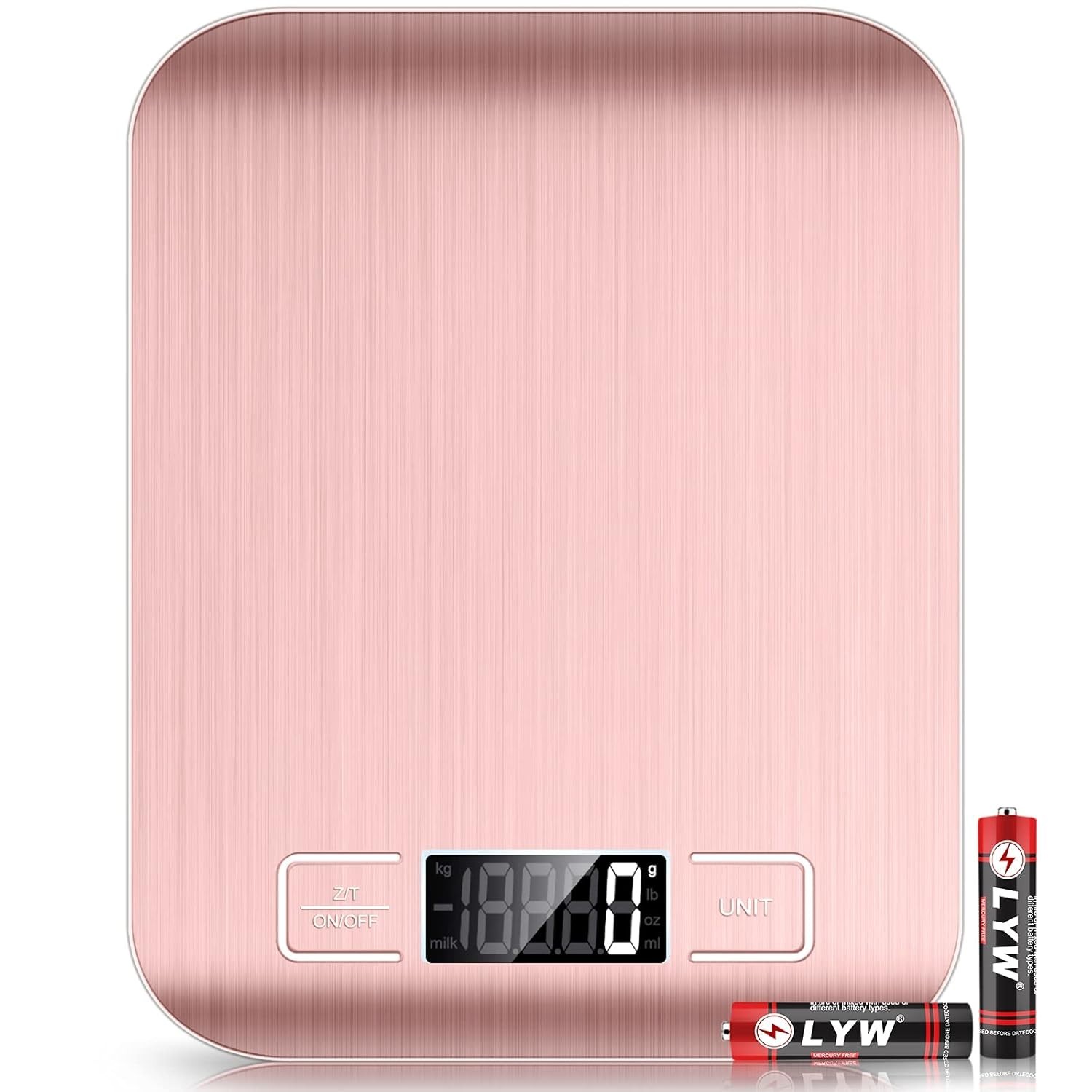 Báscula digital para alimentos, color rosa, 10 kg/22 lb, pesa en gramos y onzas gallery