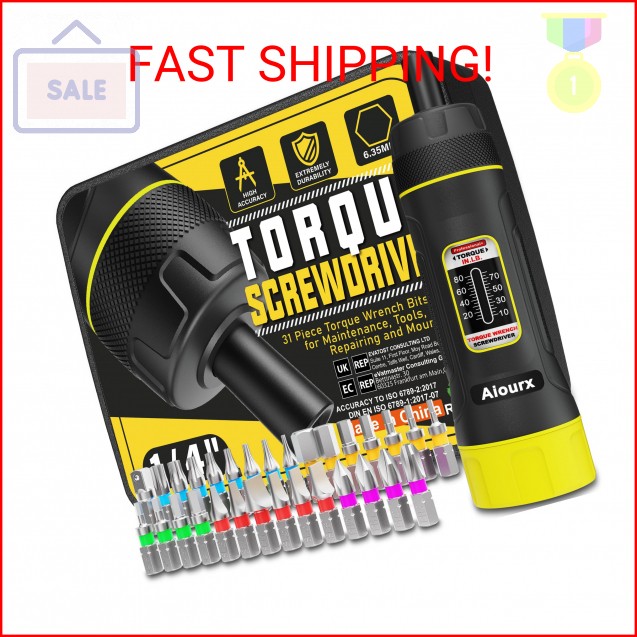 Aiourx Torque Screwdriver Set, 10-80 Inch Pounds lbs, 31 Piece 1/4" Drive Torque gallery