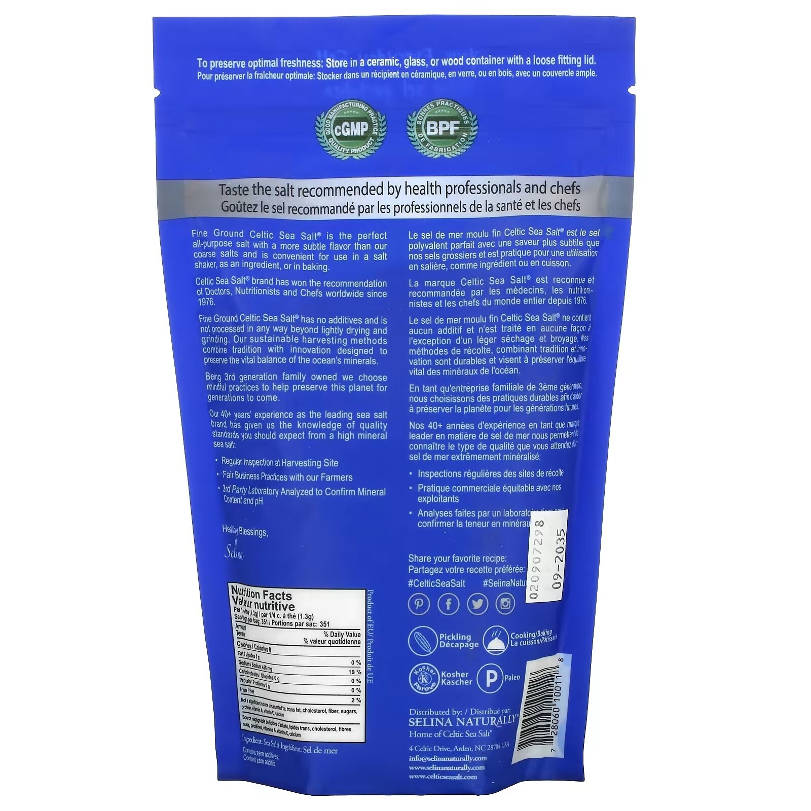 2 PACK - Celtic Sea Salt Fine Ground Vital Mineral Blend 1 lb (Total 2 lbs) gallery