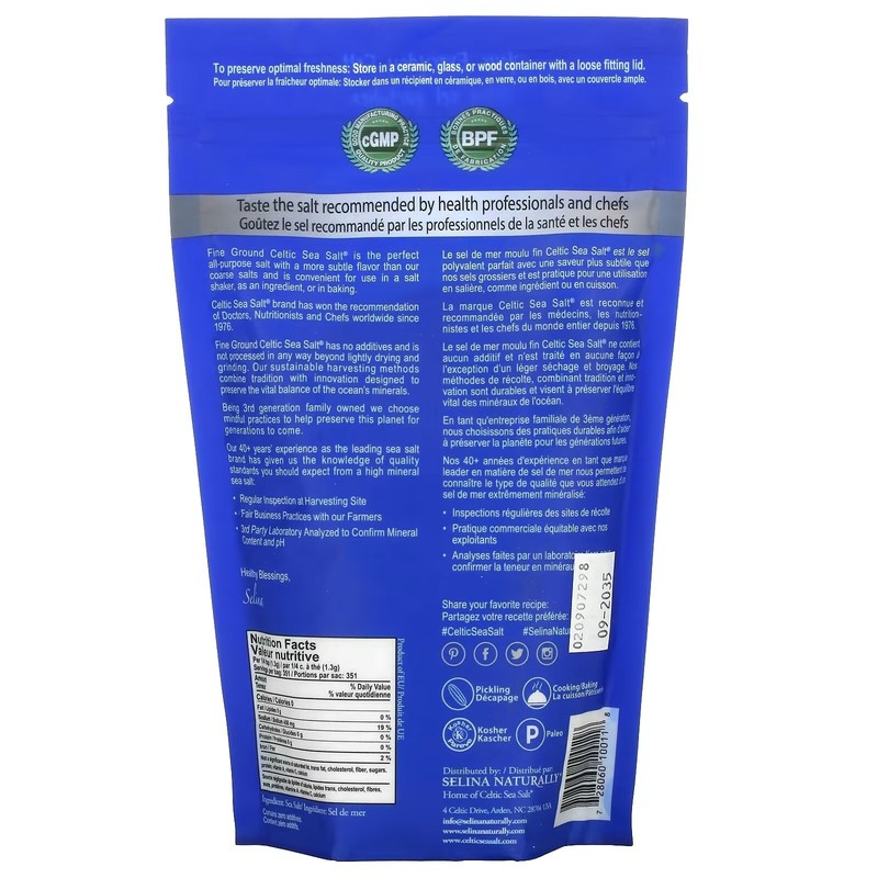 2 PACK - Celtic Sea Salt Fine Ground Vital Mineral Blend 1 lb (Total 2 lbs) gallery