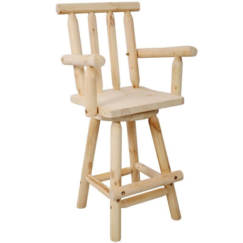 Fir Wood Bar Stool Swivel Counter Height Kitchen Dining Bar Chair with Footrest gallery