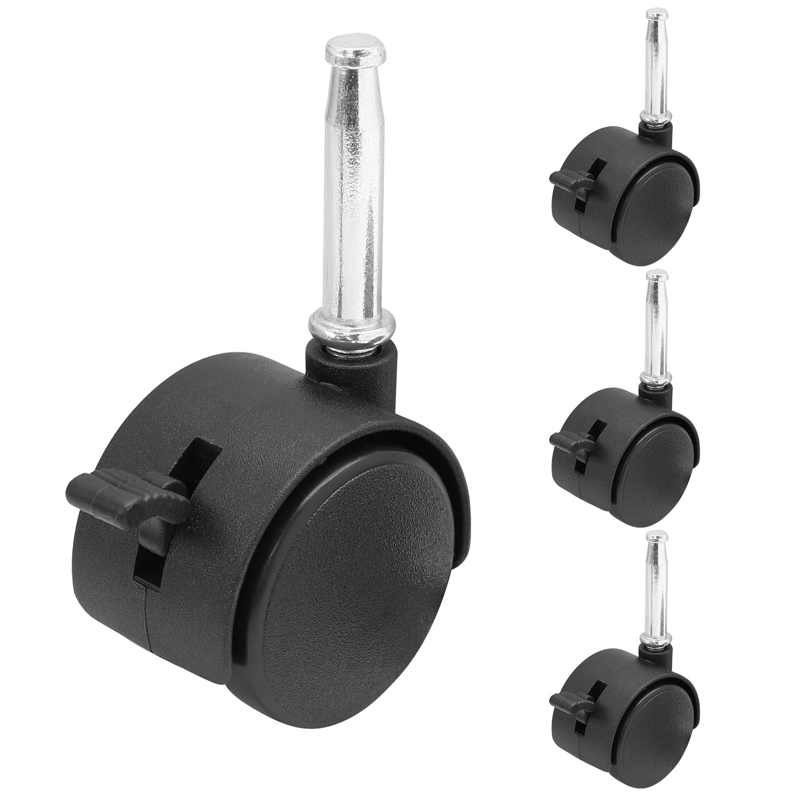 4Pcs 1.5 Inch Swivel Caster Wheels, M8 Grip Neck Stem Caster Wheels with Brake, gallery