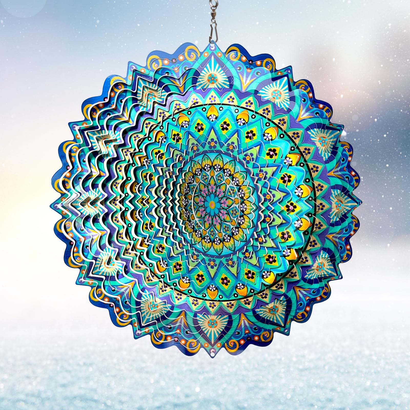 Wind Spinner Mandala Peacock - 12In Laser Cut Stainless Steel Wind Spinners O... gallery